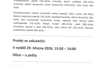 Prodej ovocných stromků a keřů