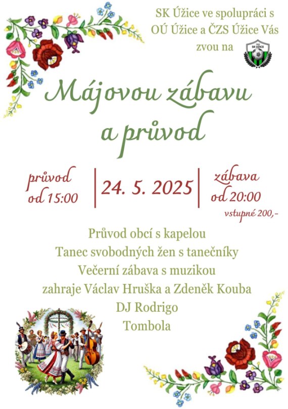 Májová zábava a průvod obcí